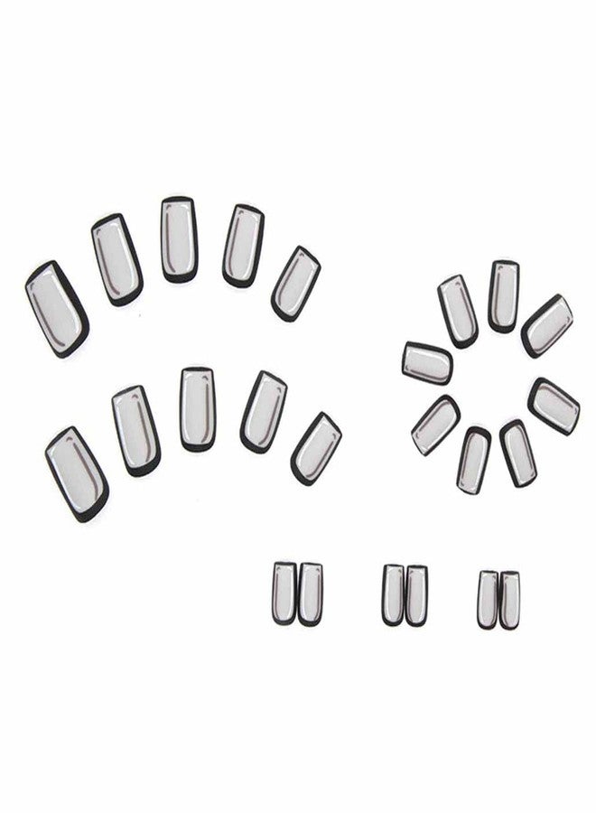 Foccna Black Press on Nails Comic Medium Long, Acrylic Fake Nails Square Cartoon False Nails,Artificial Nails for Women and Girls 24 pcs - Image 2